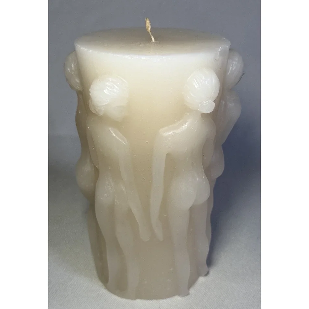 VTG Intira Lalique Bacchantes Style Pillar Candle 3D Sculpted Female Form 7.25